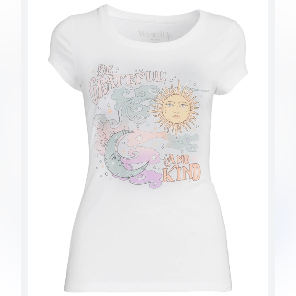 Wound Up Short Sleeve Tee with Graphic Design Sun & Moon Small